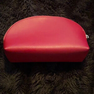 Red faux leather Makeup  bag